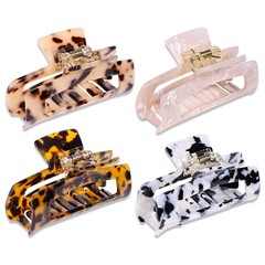 Magicsky 4PCS Hair Claw Clips, Acrylic Banana 1 Count (Pack of 4), Brown
