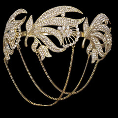 BABEYOND Roaring 20s Forehead Silver Tone Rhinestones Great Gatsby Prom Wedding