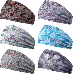 6 Pcs Baseball Camo Headbands for Women Men, Wide Elastic Sweatband Non-Slip Spo
