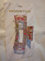Madison Tyler Clear Pink Splashed Rectangular Hair Clip NWT