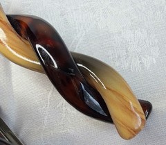 Braided Tortoise and Striped Celluloid Hair Barrette Vintage Goody – 2