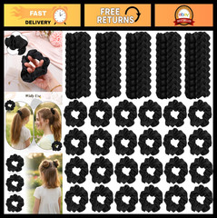 80 Silk Scrunchies Hair Ties – Large Satin Elastic Bands for All Hair Types – Vi