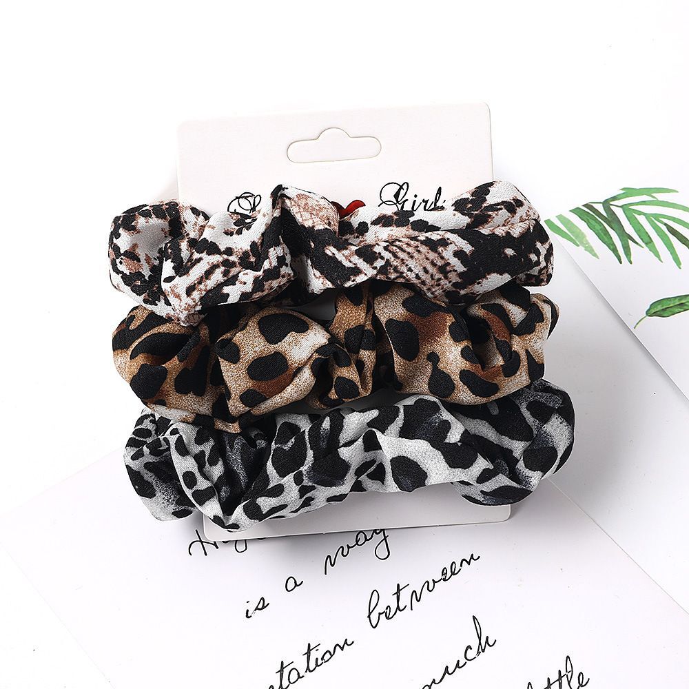 Silk Scrunchies Leopard Print – Solid Elastic Hair Bands Headwear Accessories