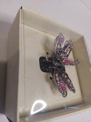 Pink Rhinestone Dragonfly Hair Claw Clip Silver Tone Filigree Wing Accessory