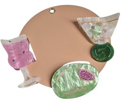 Anthropologie Olive You Cocktail Hair Claw Set of Three Green Pink Multi New