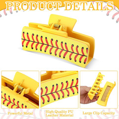 Xunyee 6 Pcs Softball Hair Accessories for Women 4 Inches Cute Hair Clips Big So