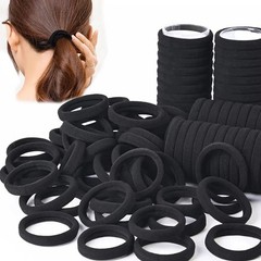 50pcs Black Hair Ties High Elastic Ponytail Holders No Metal Snag-Free Hairbands
