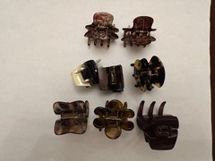 Lot Of 8 Vintage Style Hair Claw Clips- Assorted Sizes & Earth Tones