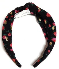 J.Crew Factory Floral Knotted Headband Black Regal Rose Fest Multi One Size NWT