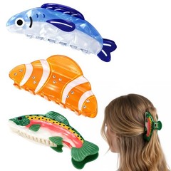 3PCS Novelty Hair Accessories for Women, Blue Fish 1 Count (Pack of 1),