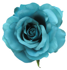 4 1/2″ Turquoise Silk Rose Flower Hair Clip with Teeth