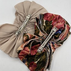 Vintage 90s Bow Hair Spring Clip Barrettes Lot of 6 Floral Satin Multi Chiffon