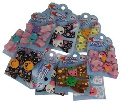 Novelty Ribbon Hair Clips Lot 10 Packages 20 Clips Girls Birthday Party Favors