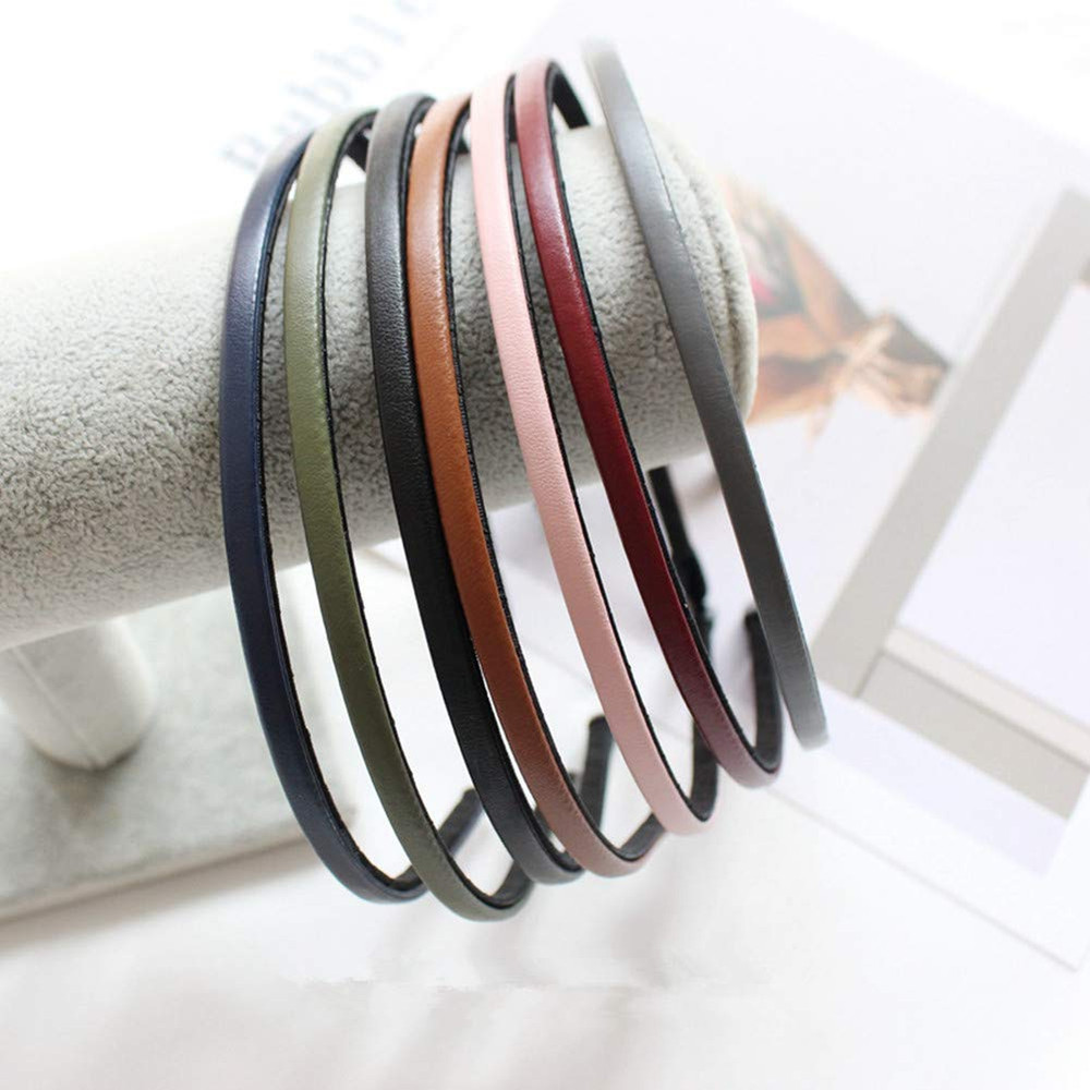 Cute Solid Simple Leather Covered Party Headband Hair Bows Hair Loop Clasp Glitt