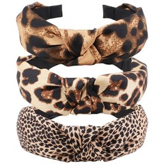 TOBATOBA Cute Fashion Leopard Print Headbands, 3Pcs Knotted Cheetah Print Hair A