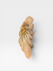 VINTAGE ABALONE SHELL WHITE IVORY CELLULOID GOLDEN WIRE 4″ HAIR BARRETTE