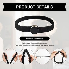 Adjustable Elastic Satin Hair Ties Black Women Afro Natural Thick Curly 9 PCS