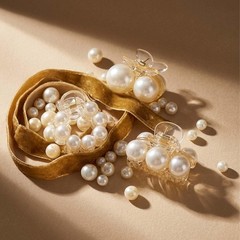 3PCS Pearl Claw Clip Small Hair Clips for 1 Count (Pack of 1), White