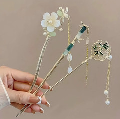 1pc Elegant Chinese Tassel Hairpin: Floral Alloy Hair Stick for Women – NEW