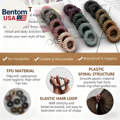 Hair Ties, 18 Count – Vintage Matte Color Spiral Hair Ties, No Crease, Suitable