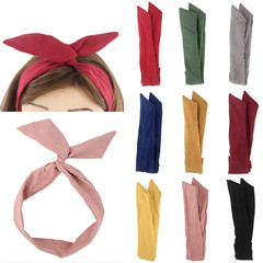 Solid Color Wire Headbands for Women with Rabbit Ears Bow Headband, Twist Wired