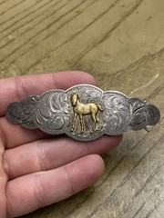 Diablo Designer Signed Engraved Sterling Silver Brass Hair Clip / Barrette