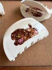 Brown Puppy Hair Clip – Cute Animal Aesthetic Hair Claw for Daily Styling
