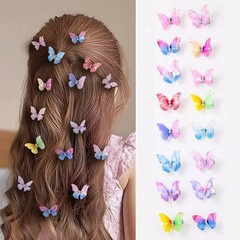 6 Pcs Gradient Butterfly Hair Clips Girls Princess Hair Accessories