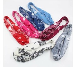 Headband Buttons Face Masks Holder Ear Saver Dark Red Paisley Nurse Doctors New