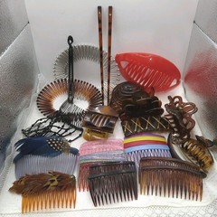 80s Hair Lot Claws Banana Clips Bun Chop Stick Barrette Side Comb Tortoise 30pcs
