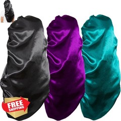 Wbfwbb Satin Bonnets 3 Pcs Black Purple Teal