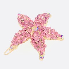 Starfish Hair Clip use Swarovski Crystal Hairpin Seastar Mermaid Gold Light Pink