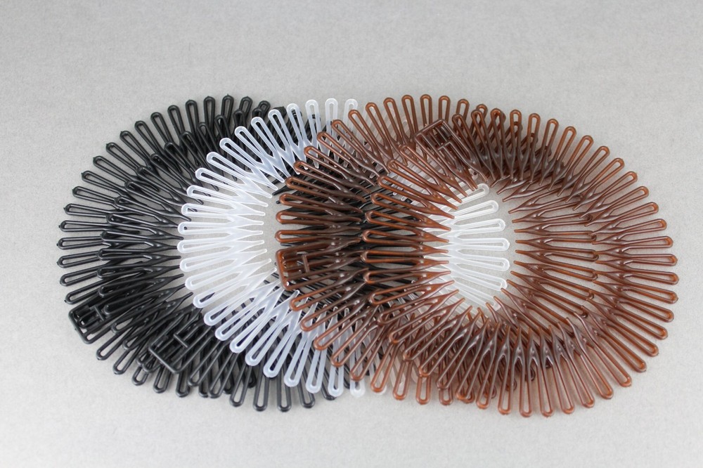 Black Brown Clear headband Set 5 Flex spider hair comb teeth zigzag stretch