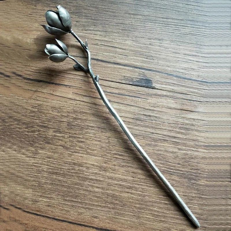 New Chinese Style Vintage Magnolia Hairpin Ethnic Hanfu Qipao Accessory