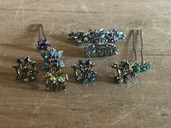 Rhinestone Hair Clip Barrette Pick Butterfly Flower Colorful Lot Of 9 Pretty