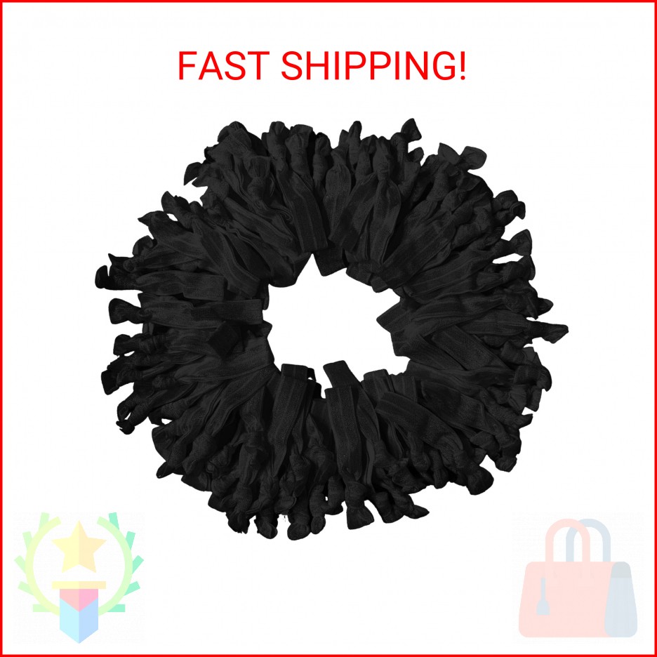 Kenz Laurenz 100 Hair Ties No Crease Ribbon Elastics Ouchless Ponytail Holders H